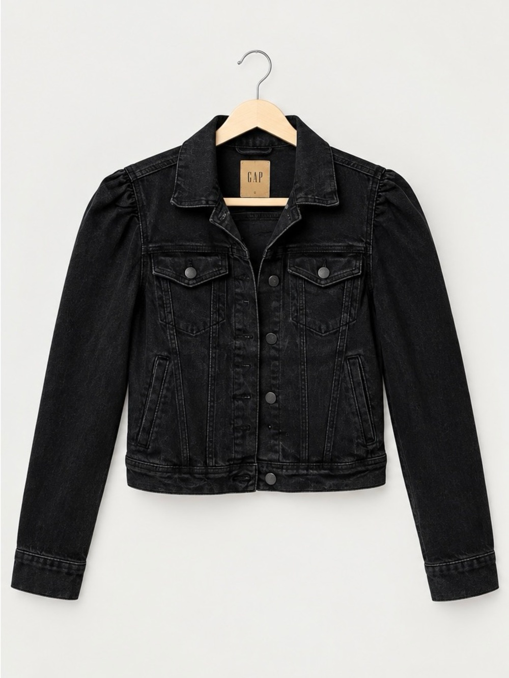 GAP Black Denim Jean Jacket with Button Front
